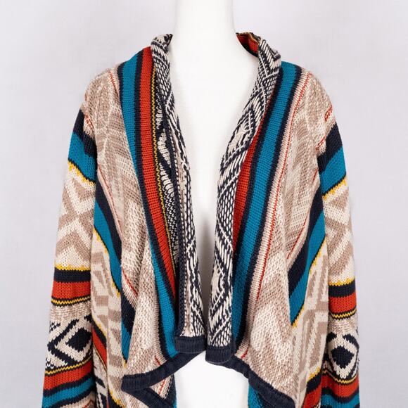 Old Navy Southwestern Aztec Blanket Shawl Style Sweater Women's SMALL Cozy Cabin - Picture 2 of 7